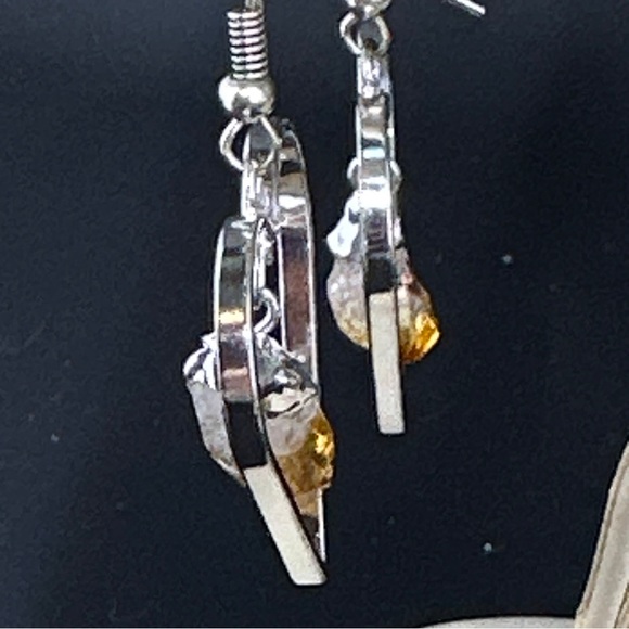 Heart Shaped Citrine Point Earrings - Picture 13 of 16